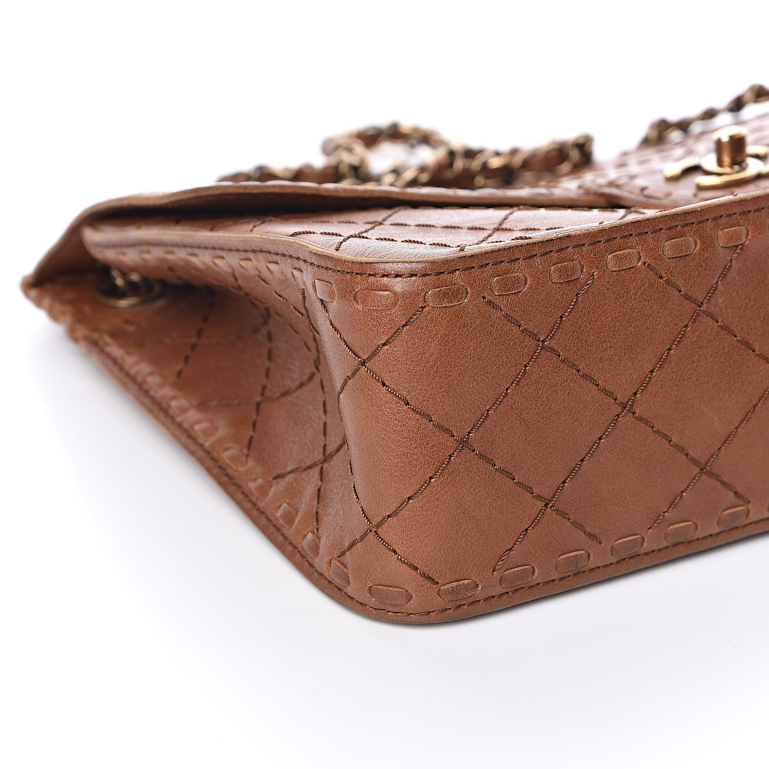 Chanel Calfskin Stitched Large Vintage Flap Brown 10 of 13