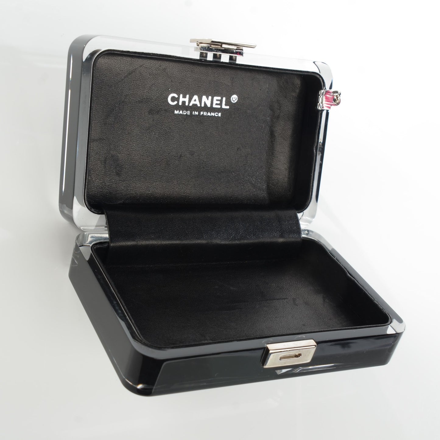 Lucite Wristlet Clutch Black Transparent
