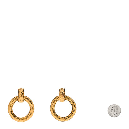 Chanel Quilted Hoop Clip On Earrings Gold 2 of 4