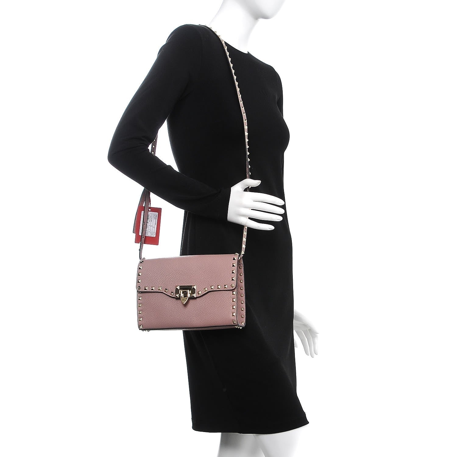 Valentino Garavani Pebbled Calfskin Medium Rockstud Flip Lock Crossbody Bag Water Rose 2 of 7