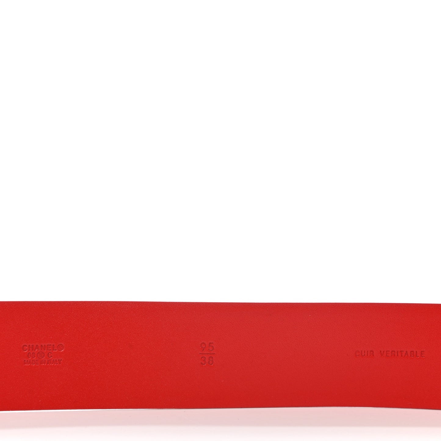 Patent Beaded Crystal Baguette CC Belt 95 38 Red