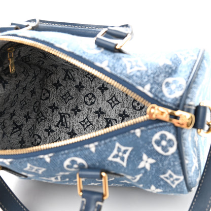 Louis Vuitton Monogram Jacquard Denim Speedy Bandouliere 25 Bleu 5 of 9