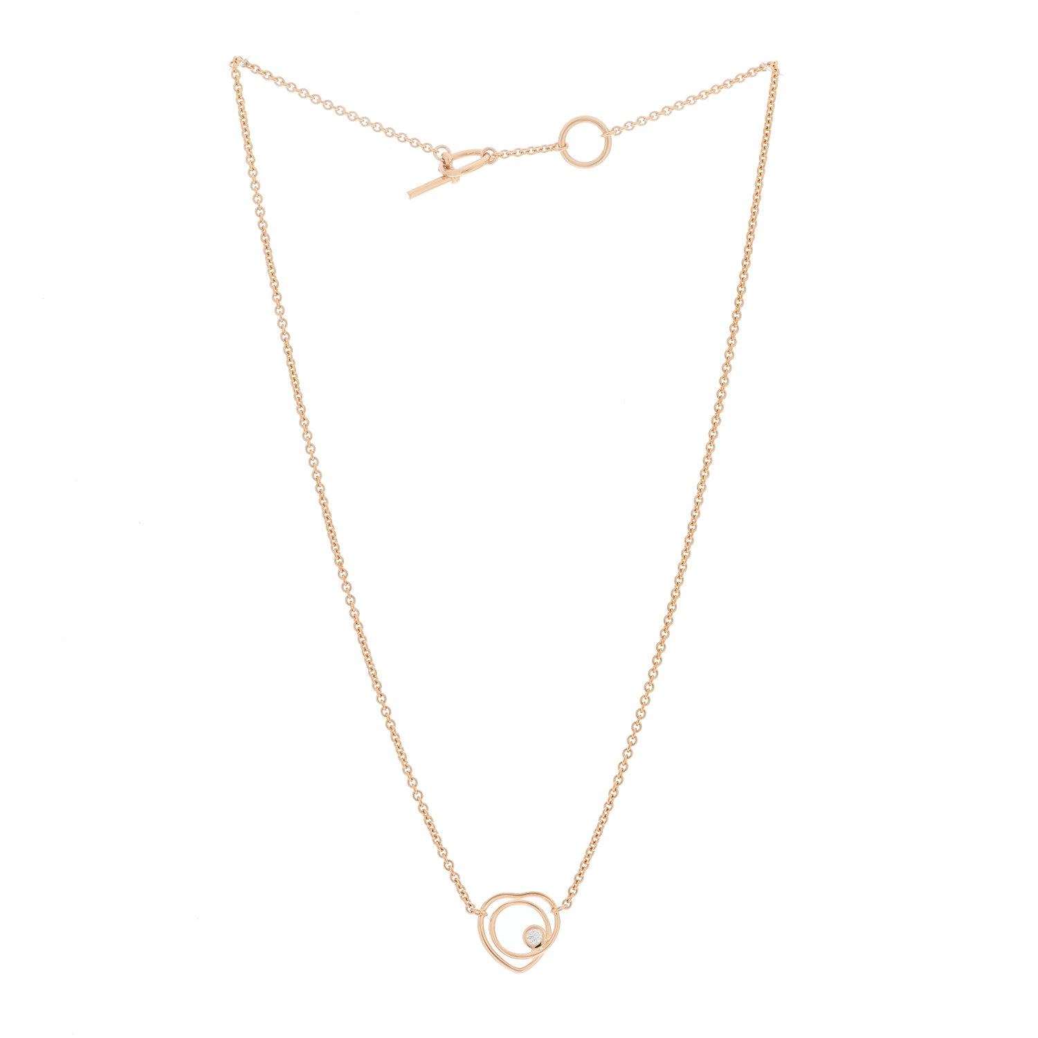 Hermes 18K Rose Gold Diamond TPM Vertige Coeur Necklace SH 2 of 7