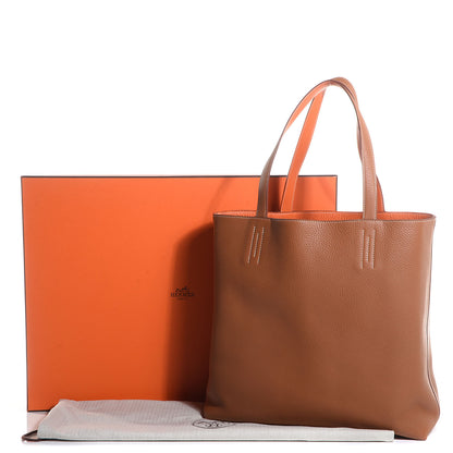 Hermes Taurillon Clemence Double Sens 36 Reversible Tote Gold and Orange 6 of 11