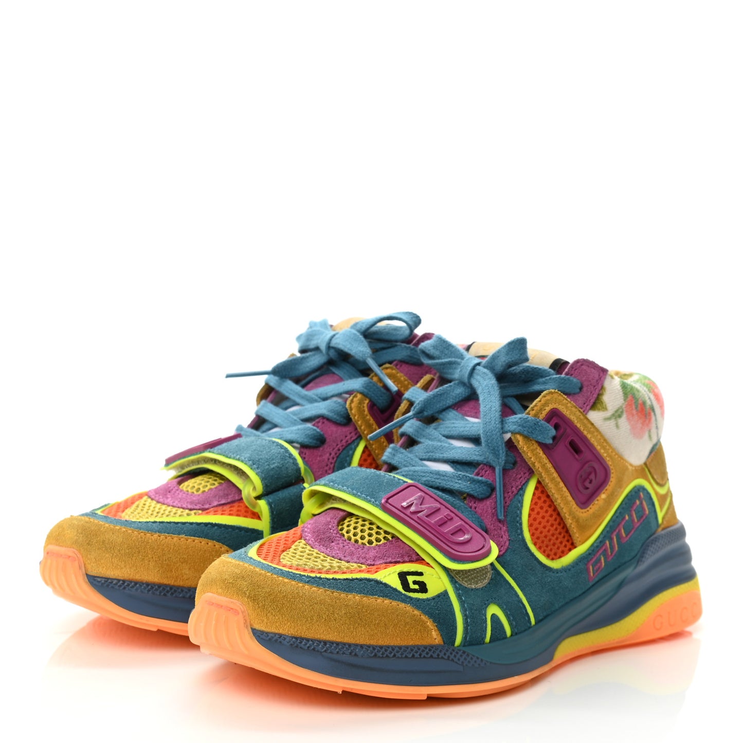 Suede Mesh Printed Womens Ultrapace Sneakers 35 Crop Zaffiro Neon Yellow