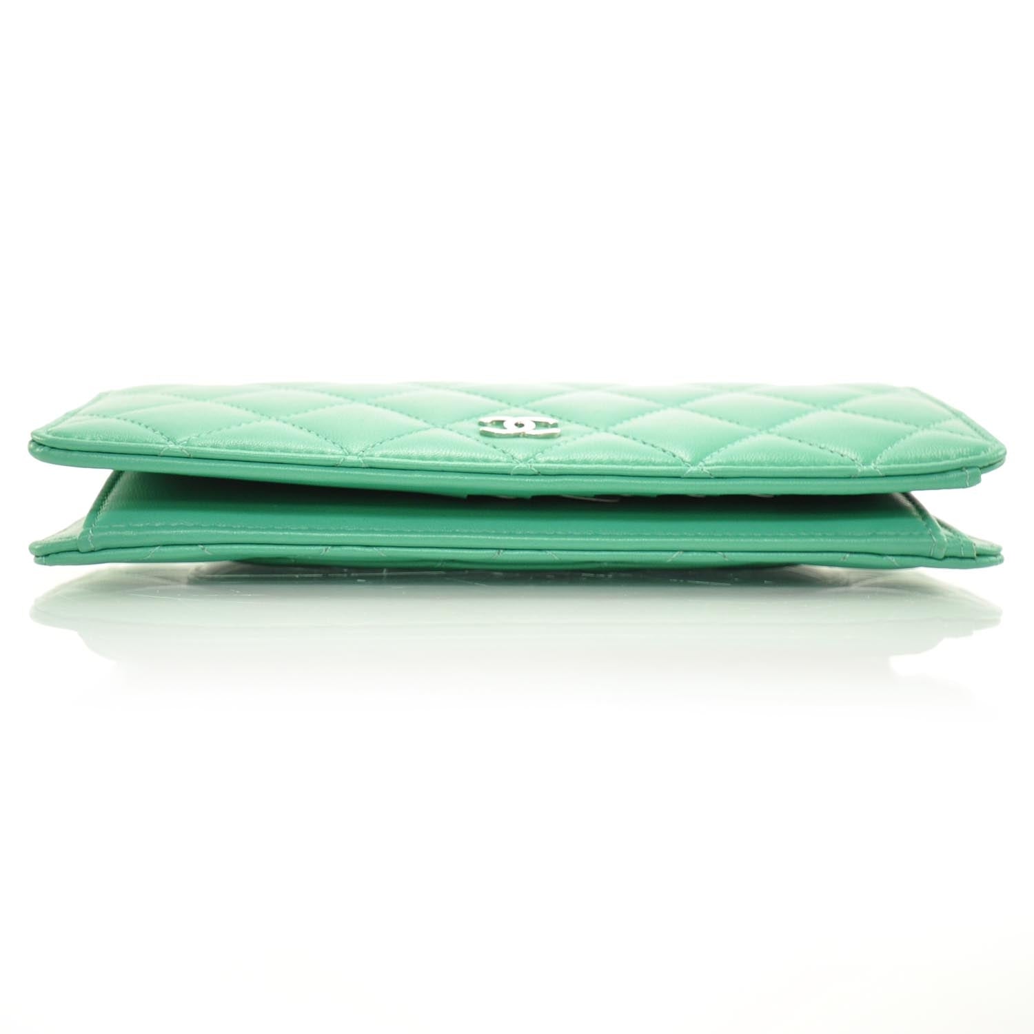Chanel Calfskin Quilted Large Yen Wallet Menthe Green 5 of 10