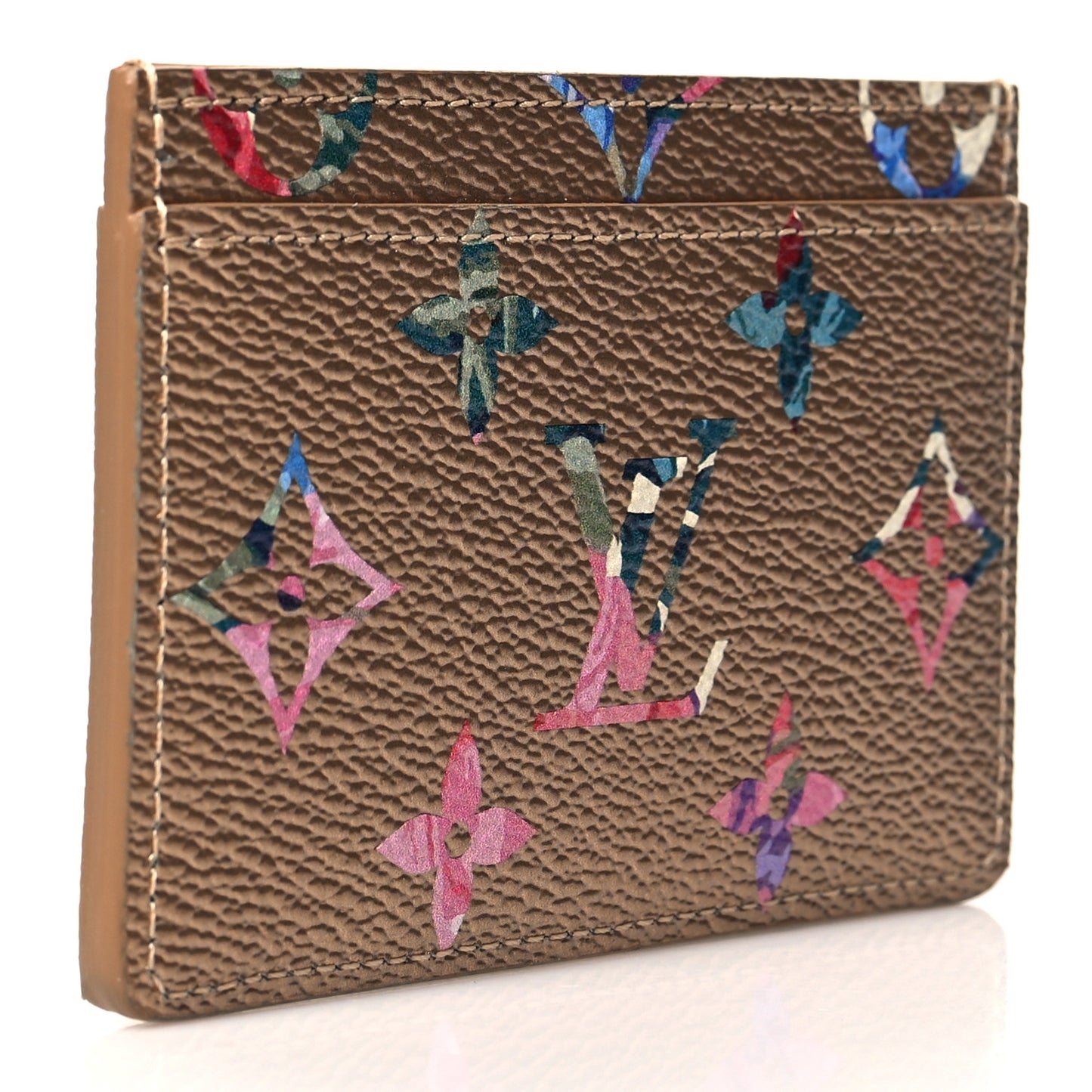 Metallic Monogram LV Garden Card Holder Gold