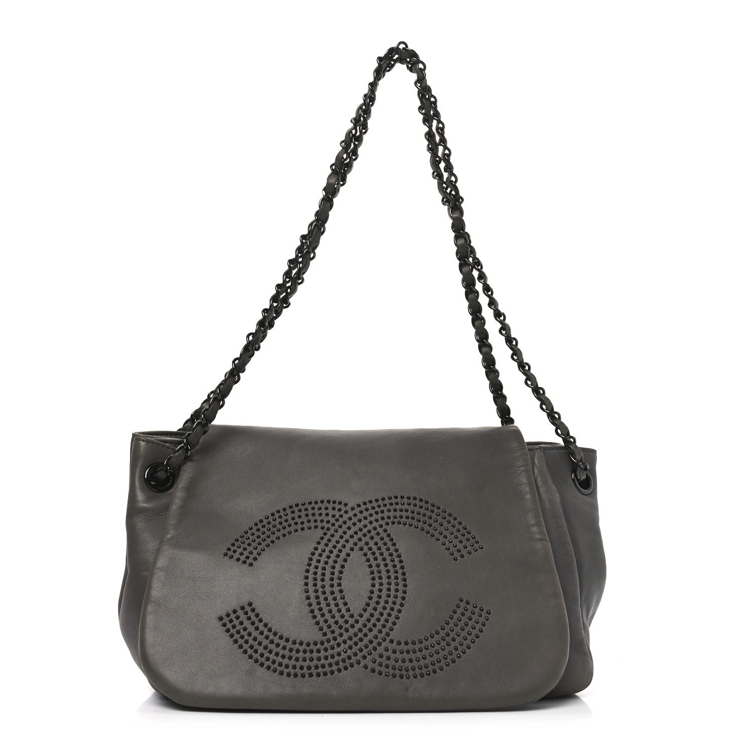Chanel Lambskin Studded Accordion CC Flap Grey 1 of 10