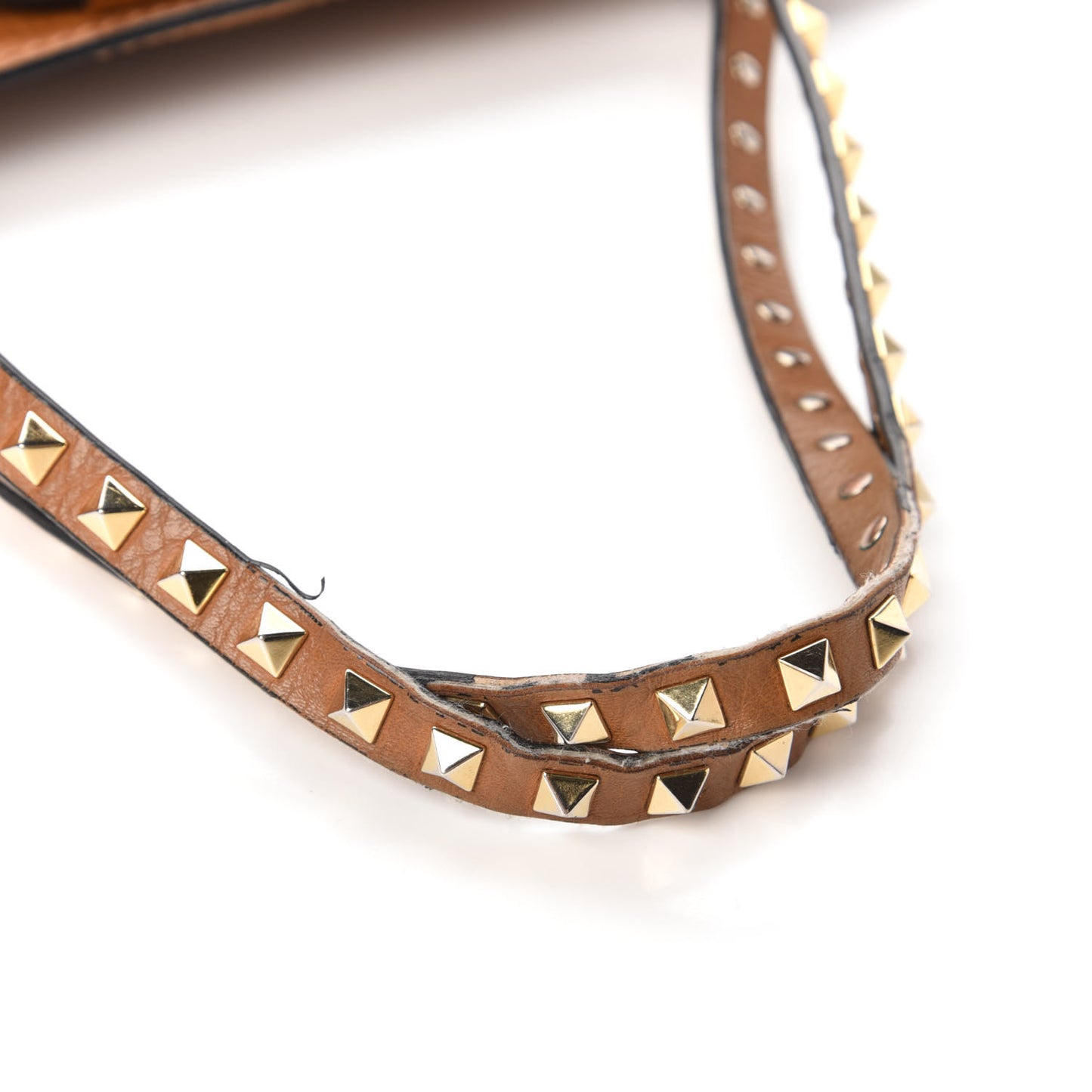 Textured Calfskin Medium Rockstud Tote Camel