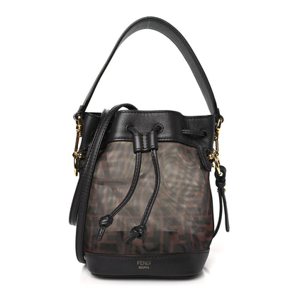 Fendi Mesh Vitello Grace F is Fendi FF 1974 Mini Mon Tresor Bucket Bag Marrone Black Ebano 1 of 9