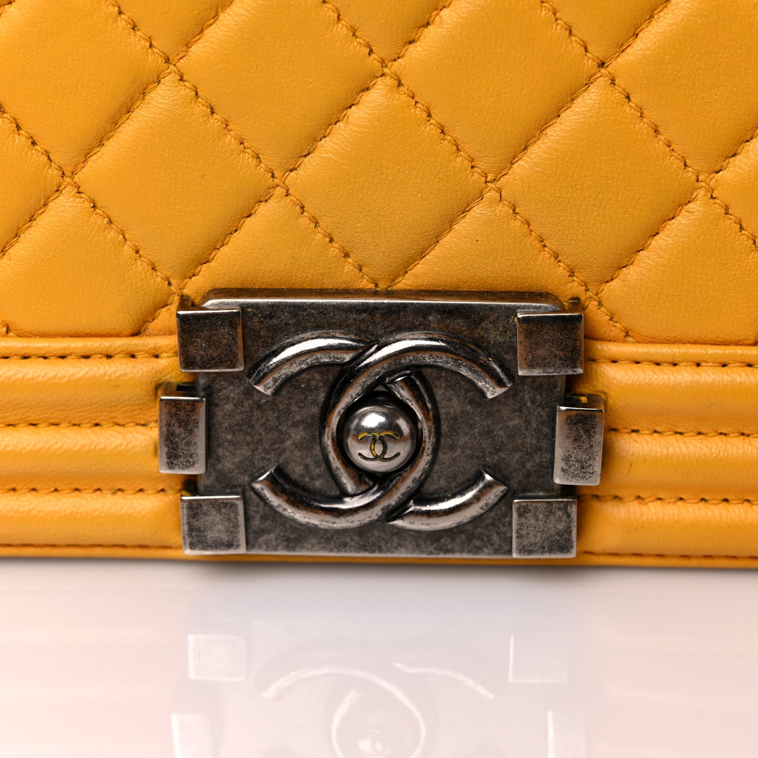 Chanel Lambskin Quilted Medium Boy Flap Yellow 27 of 27