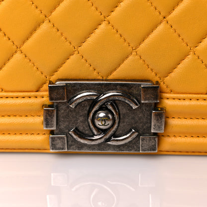 Chanel Lambskin Quilted Medium Boy Flap Yellow 27 of 27