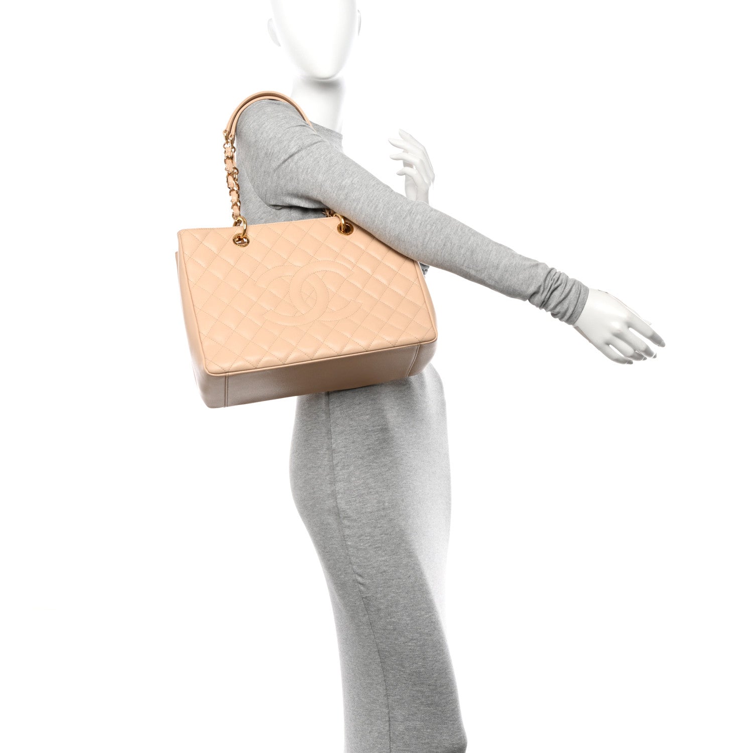 Chanel Caviar Quilted Grand Shopping Tote GST Beige Clair 2 of 10