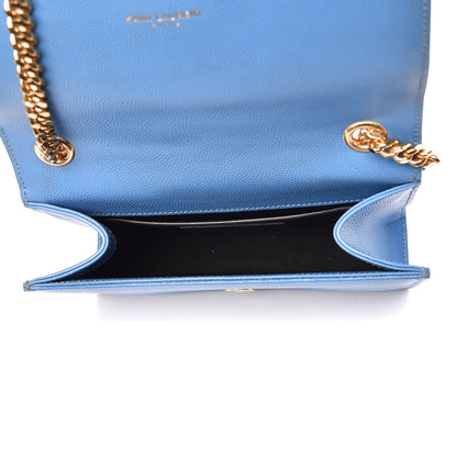 Saint Laurent Grain De Poudre Small Classic Monogram Kate Satchel Blue Clair 5 of 15