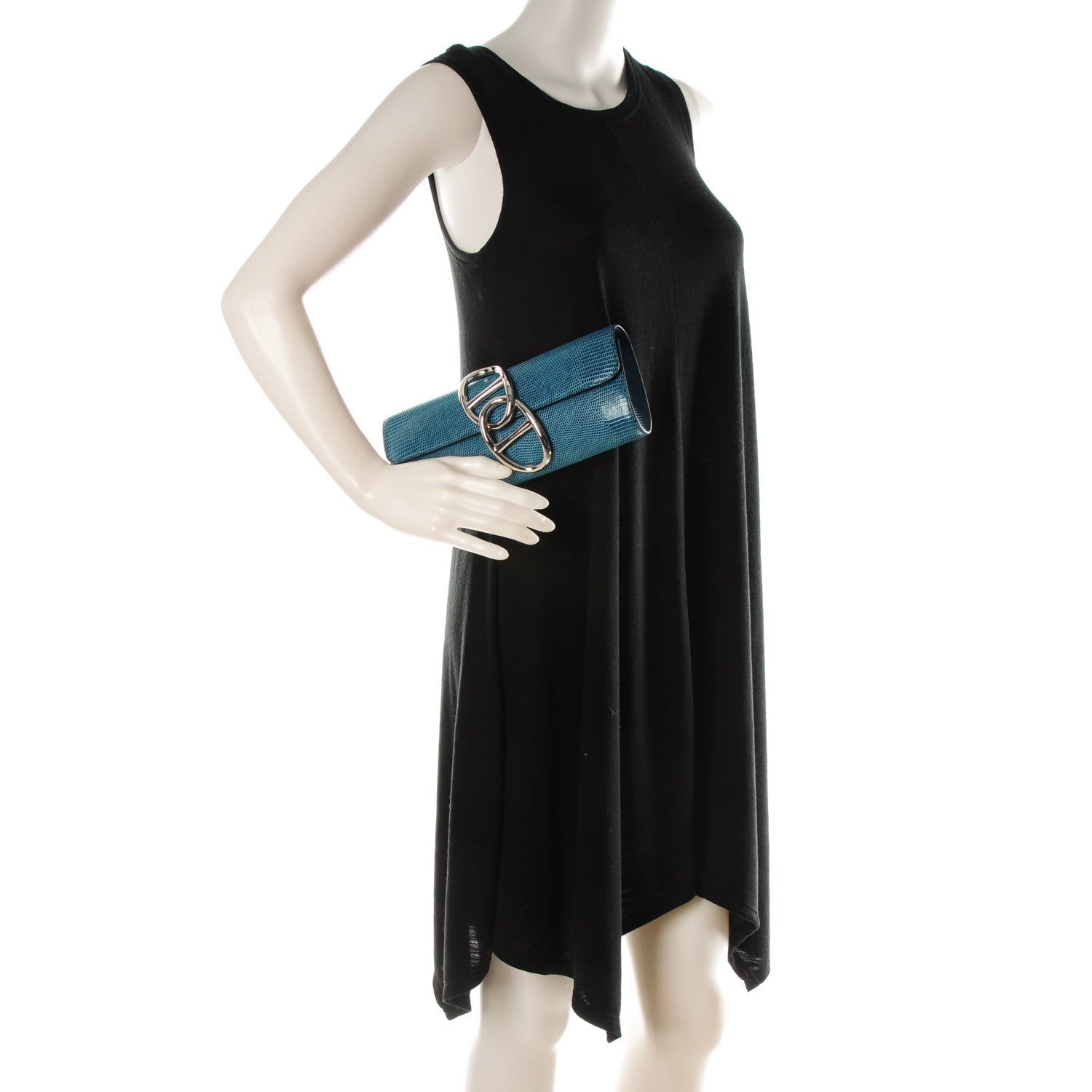Hermes Lizard Egee Clutch Petrole 7 of 14