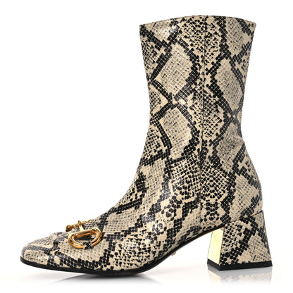 Gucci Calfskin Snakeskin Embossed Charlotte Horsebit 55mm Ankle Boots 37 Multicolor 1 of 15