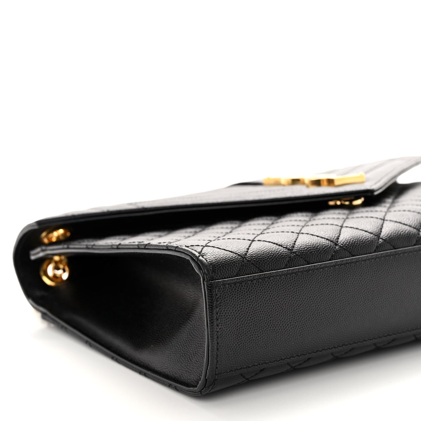 Grain De Poudre Textured Mixed Matelasse Large Triquilt Monogram Satchel Black