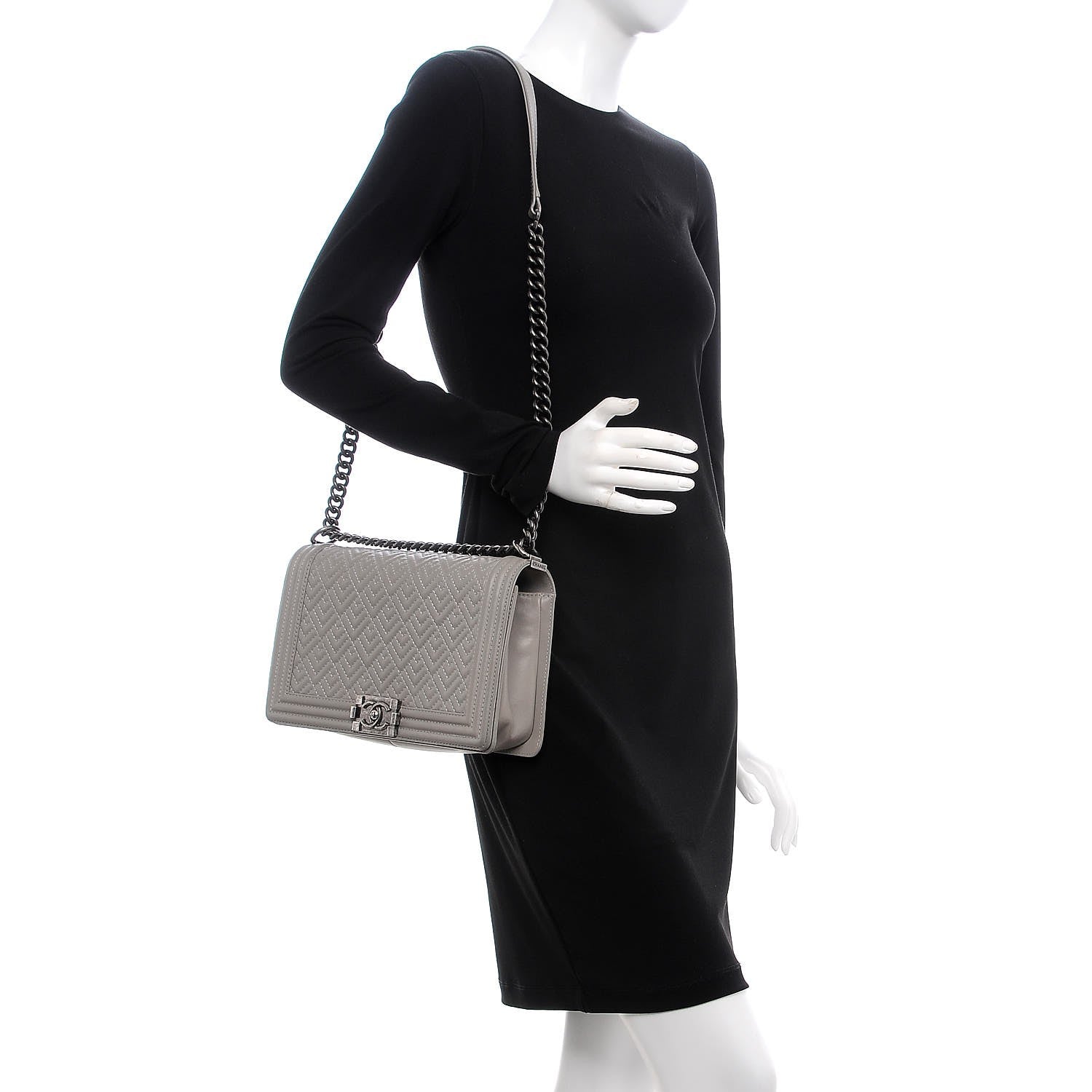 Chanel Lambskin Quilted New Medium Boy Flap Grey 2 of 9