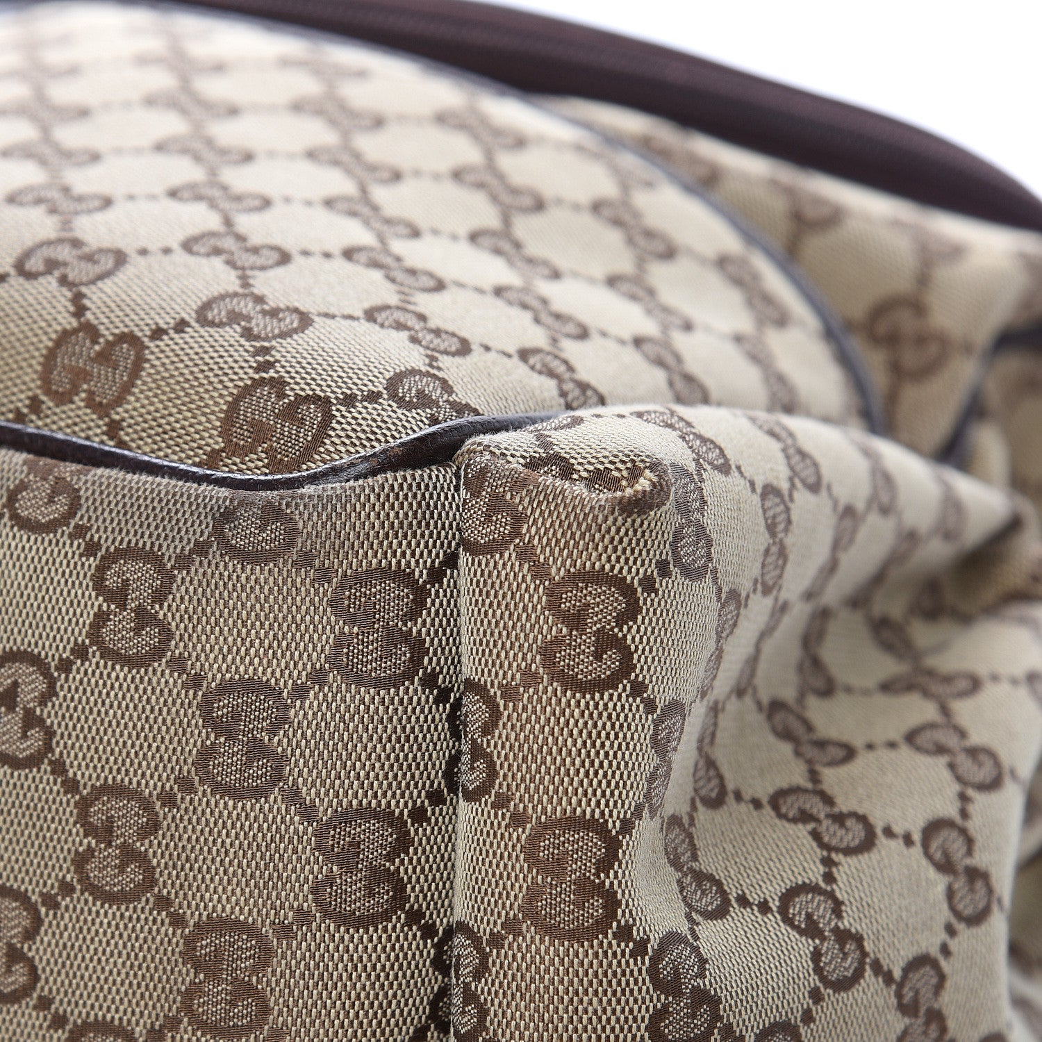 Gucci Monogram Natural Pigskin Large Diaper Bag Beige Ebony Cocoa Dark Chocolate 13 of 17