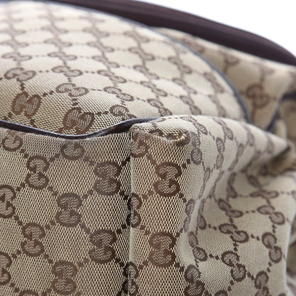 Gucci Monogram Natural Pigskin Large Diaper Bag Beige Ebony Cocoa Dark Chocolate 13 of 17
