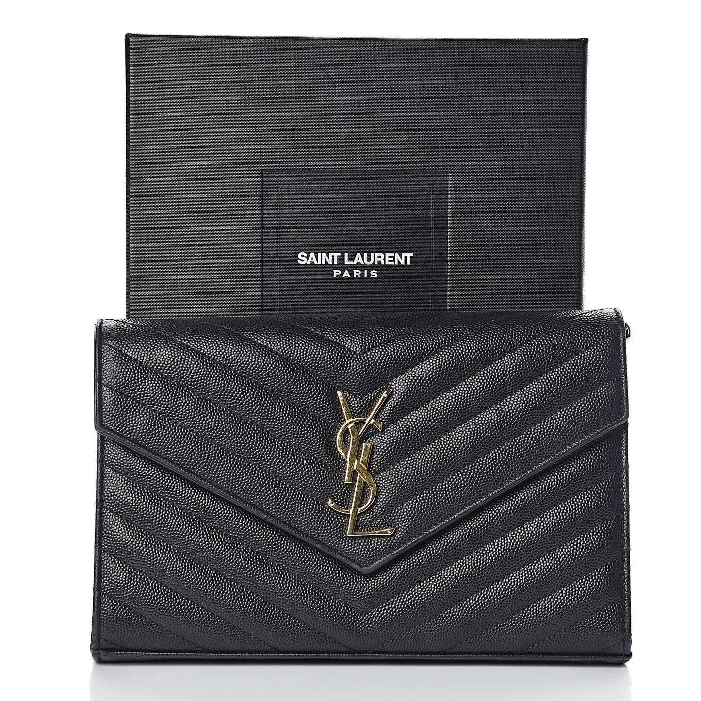 Grain De Poudre Matelasse Chevron Monogram Chain Wallet Black