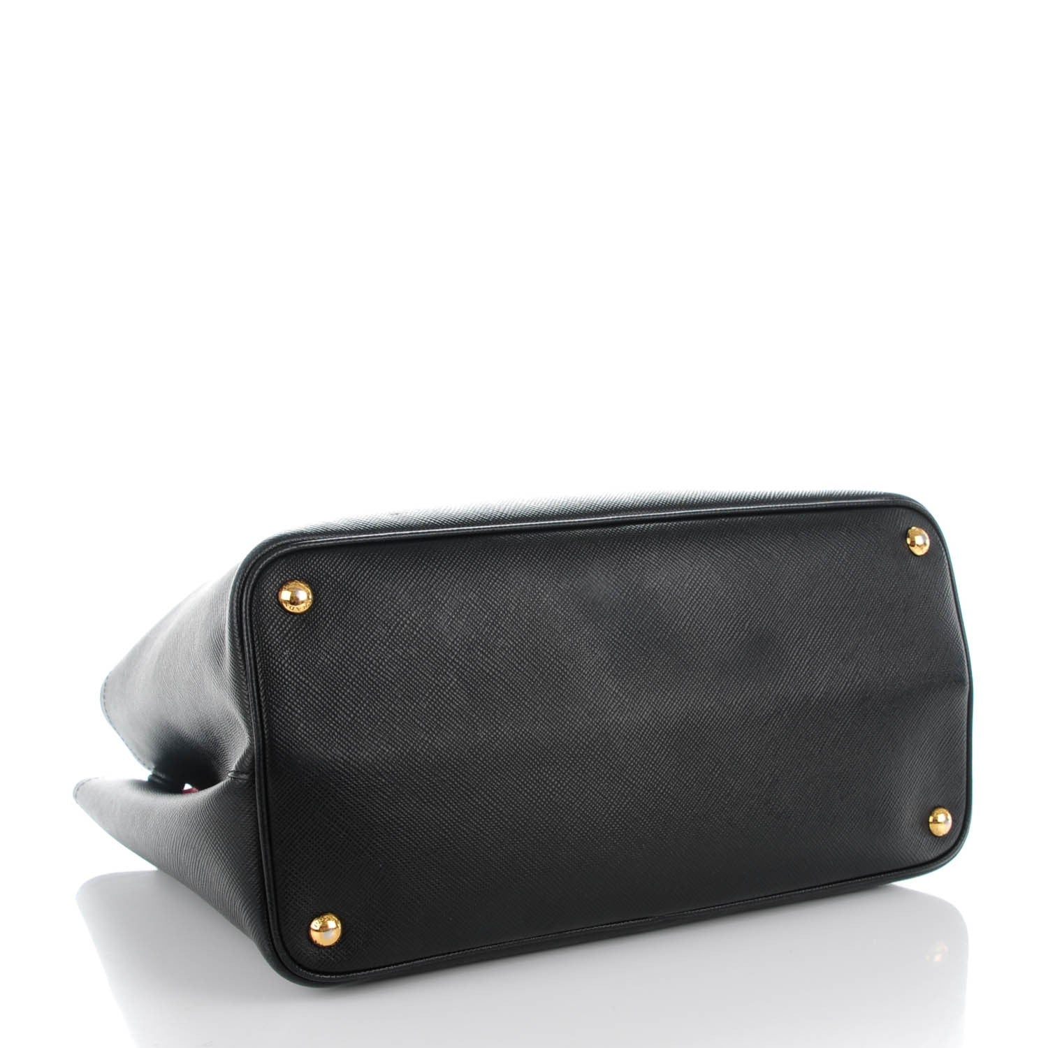 Prada Saffiano Cuir Large Double Bag Nero Black Ciliegia 4 of 10
