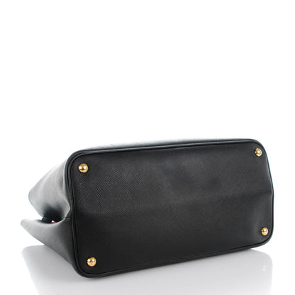 Prada Saffiano Cuir Large Double Bag Nero Black Ciliegia 4 of 10