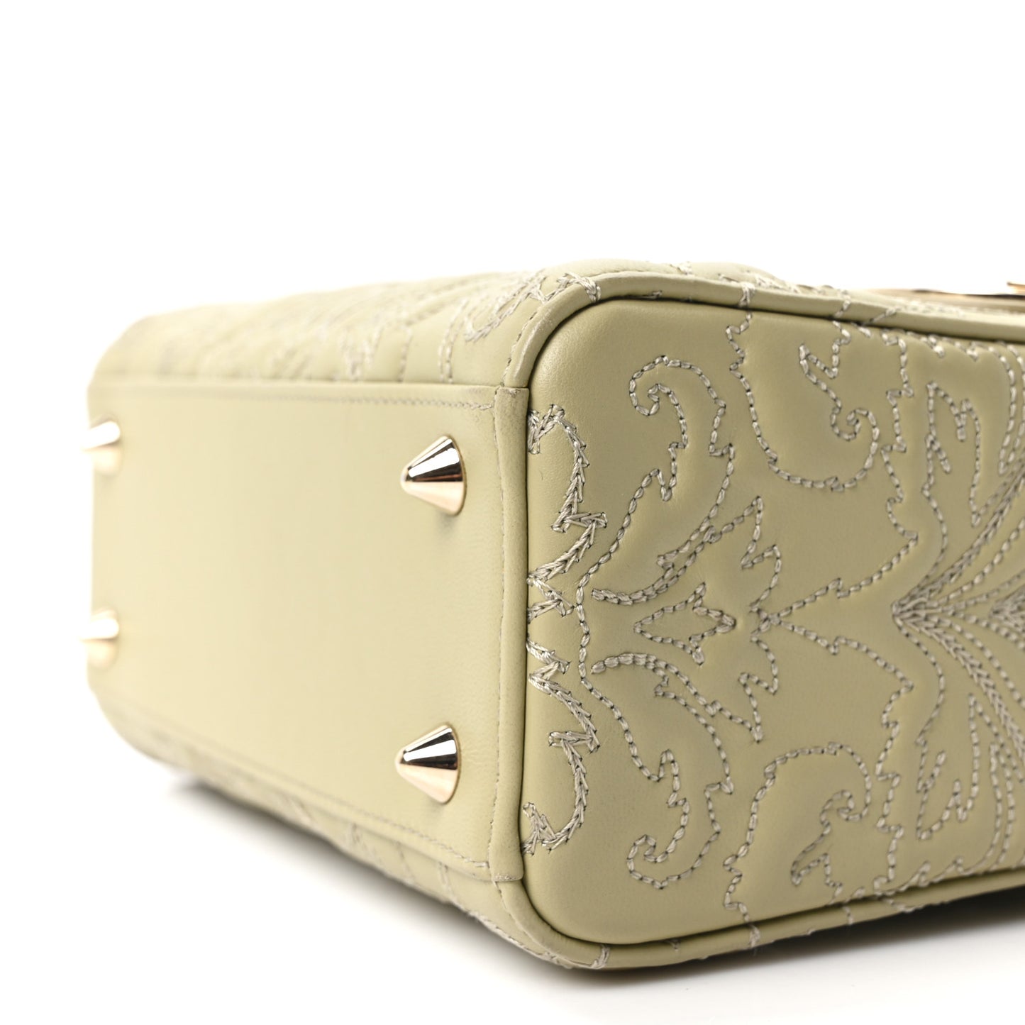 Calfskin Ornamental Embroidered Small Lady Dior Sage Green