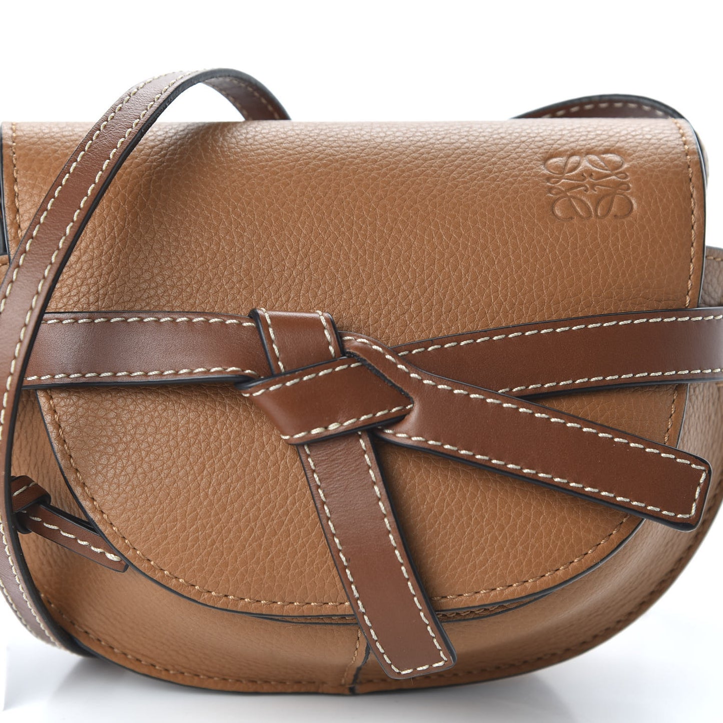 Grained Calfskin Mini Gate Crossbody Bag Caramel Pecan