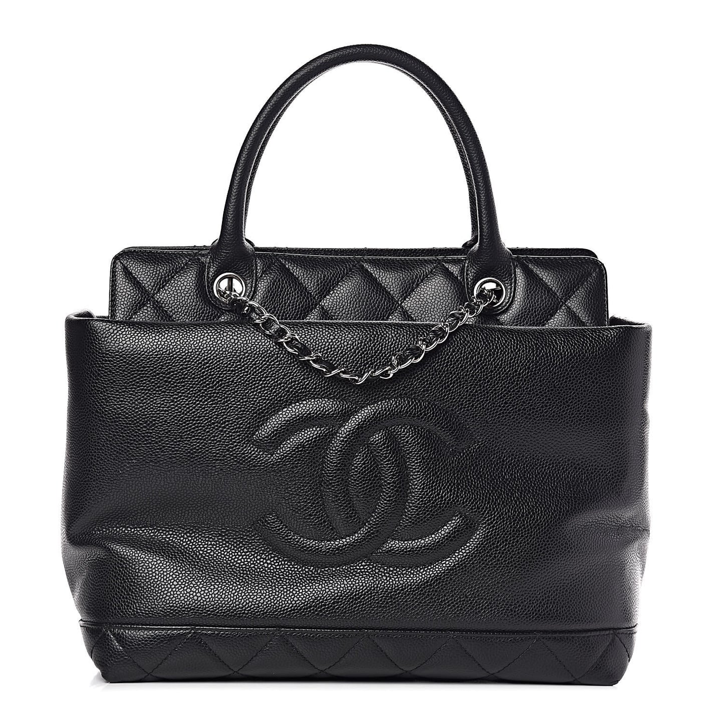 Soft Caviar CC Medium Top Handle Tote Black