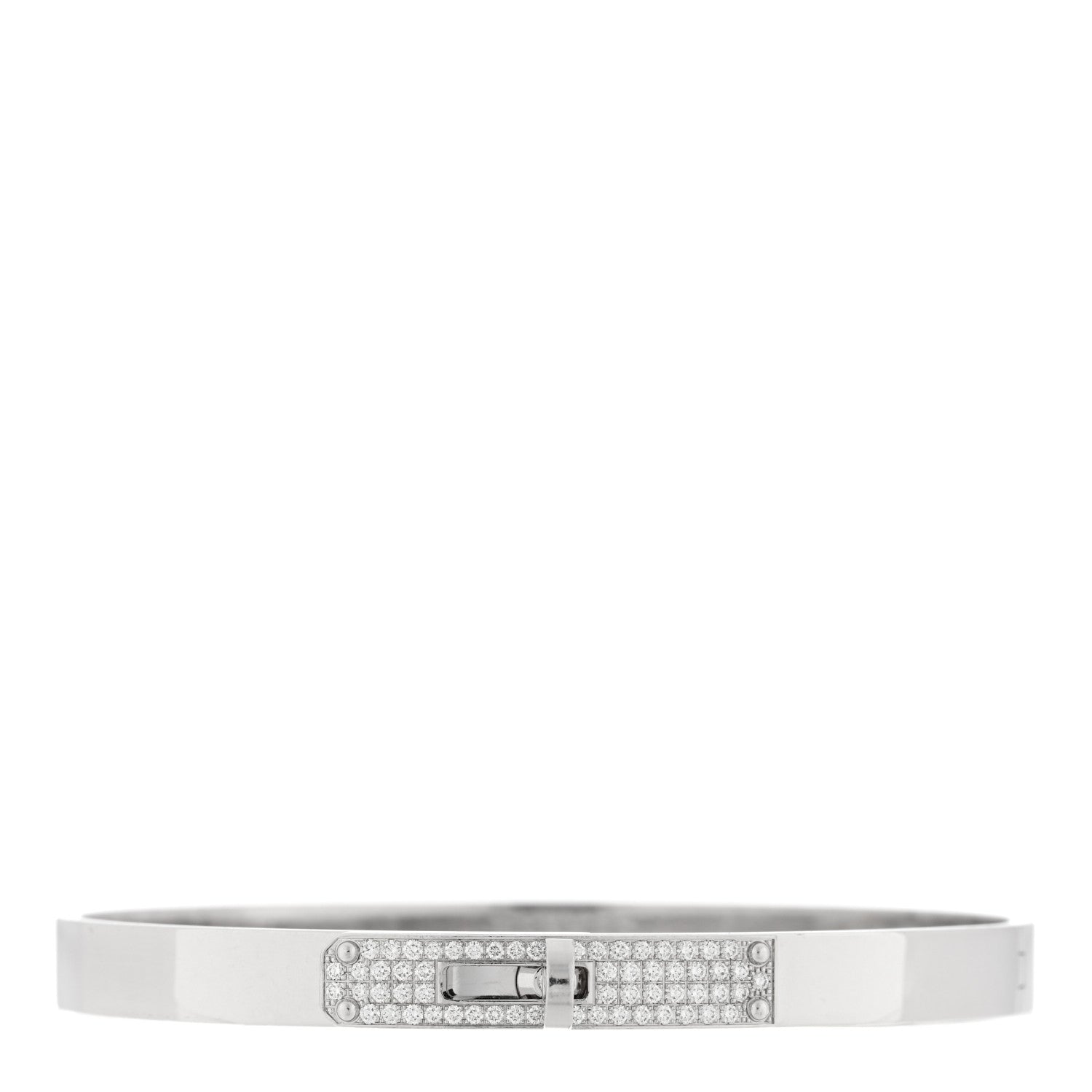 Hermes 18K White Gold Diamond PM Kelly Pave Bracelet SH 1 of 3