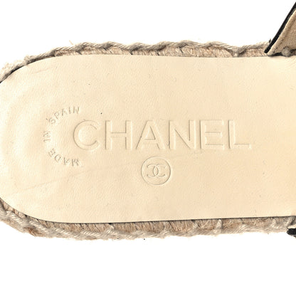 Chanel Goatskin Patent CC Espadrille Mules 40 Black 9 of 9