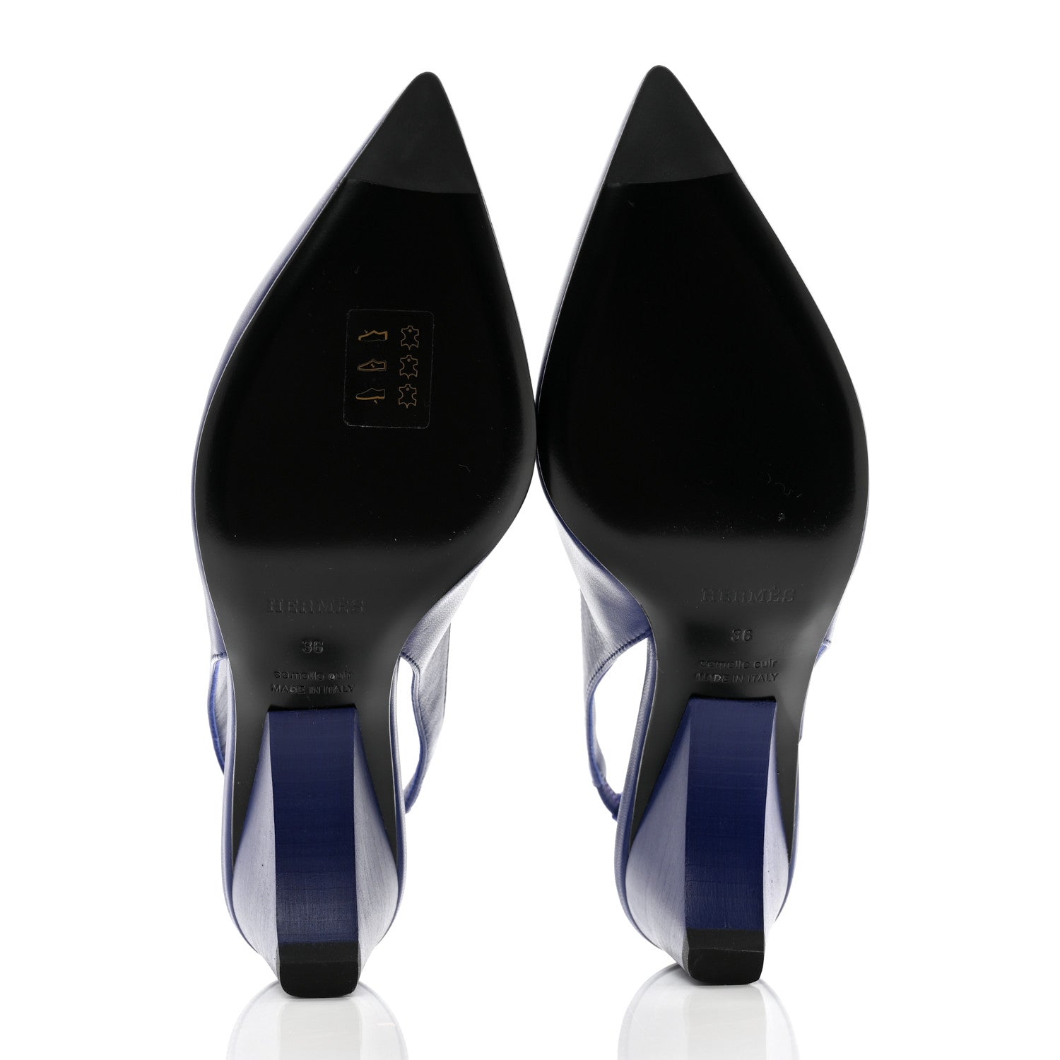 Hermes Nappa Antim 55 Slingback Pumps 36 Bleu Electrique 5 of 11