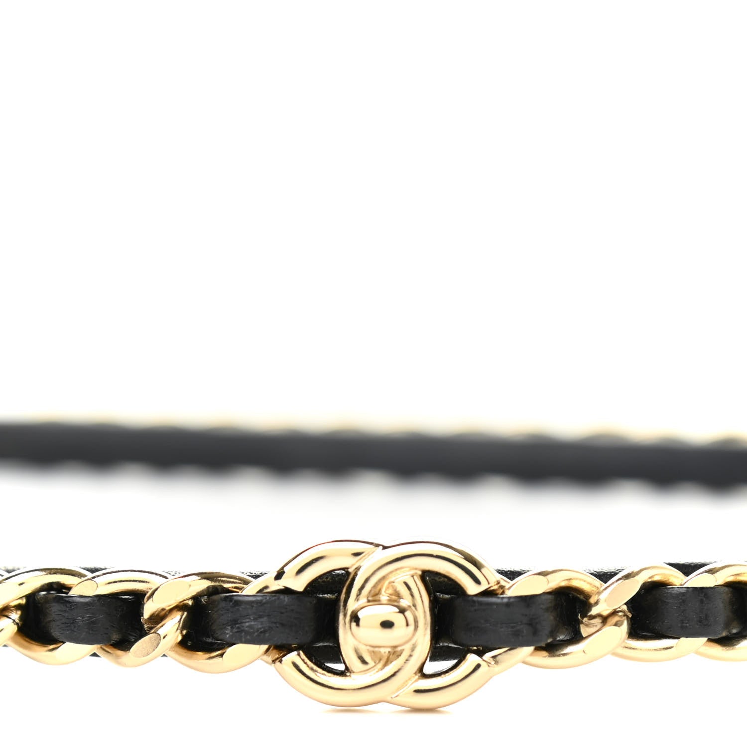 Chanel Metal Lambskin CC Turnlock Chain Headband Gold Black 4 of 5