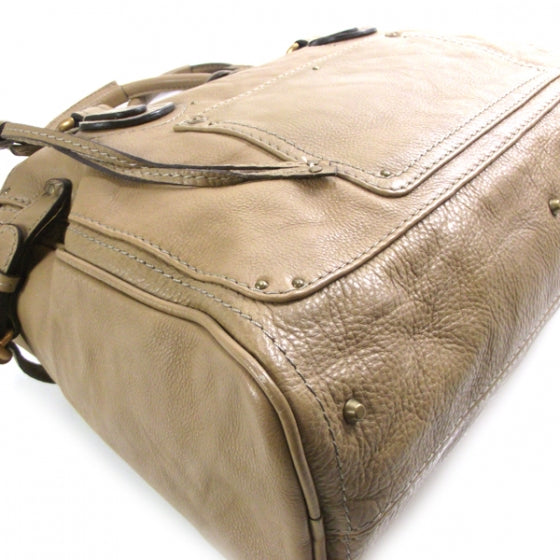 Leather Paddington Large Tote Taupe