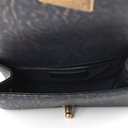 Chanel Patinated Caviar Chevron Braided Small Boy Flap Navy Blue 5 of 10