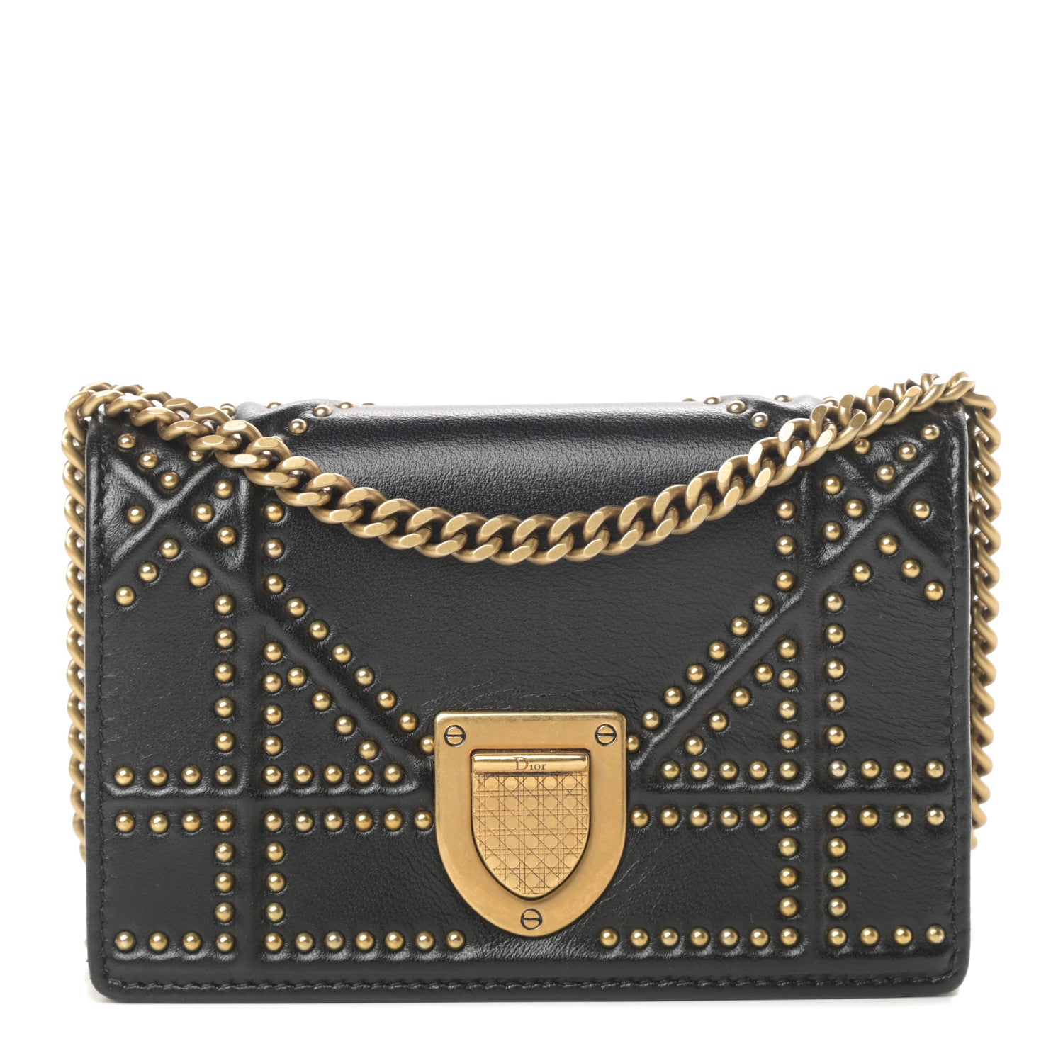 Christian Dior Lambskin Studded Micro Diorama Flap Bag Black 1 of 14
