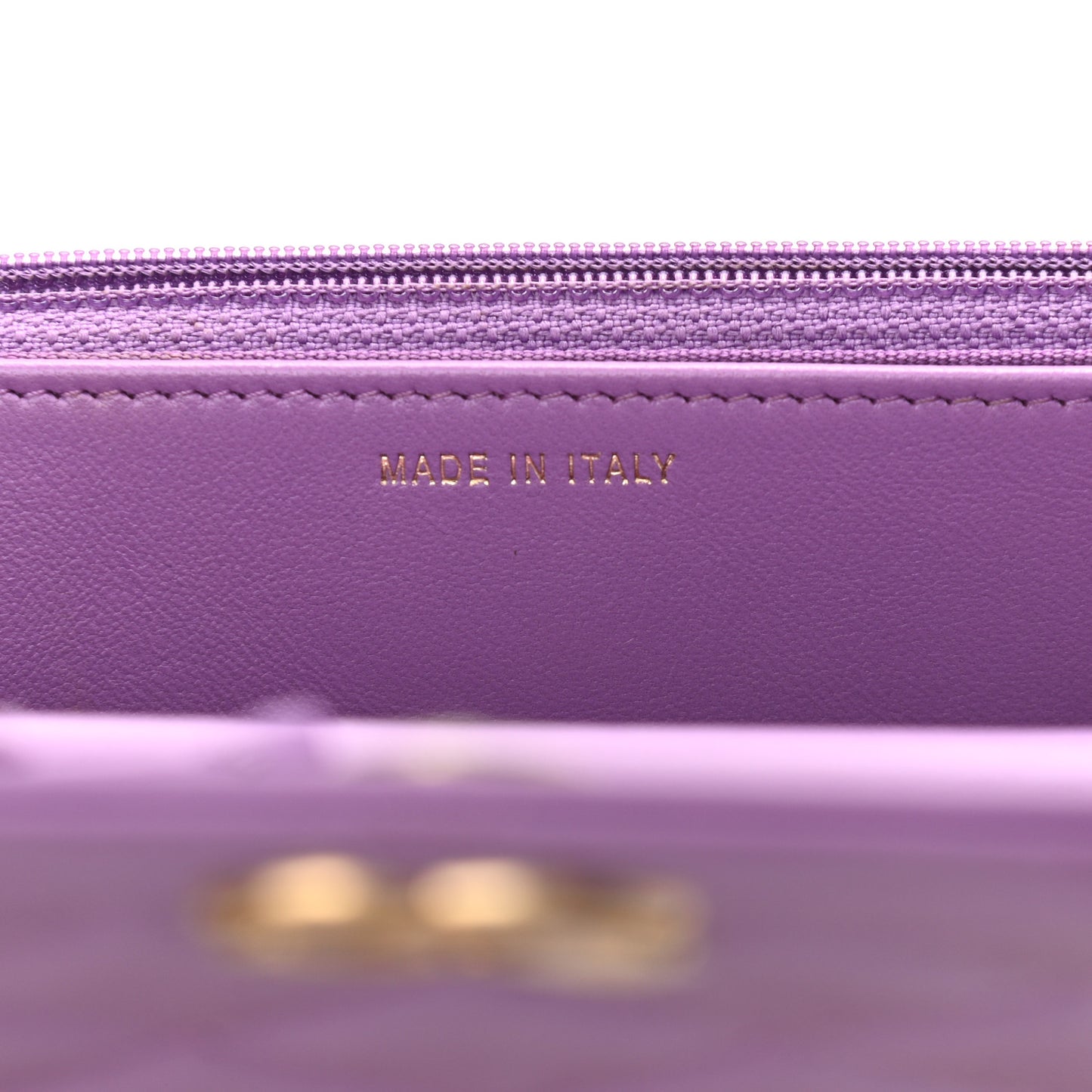 Lambskin Quilted Pick Me Up Wallet On Chain WOC Purple