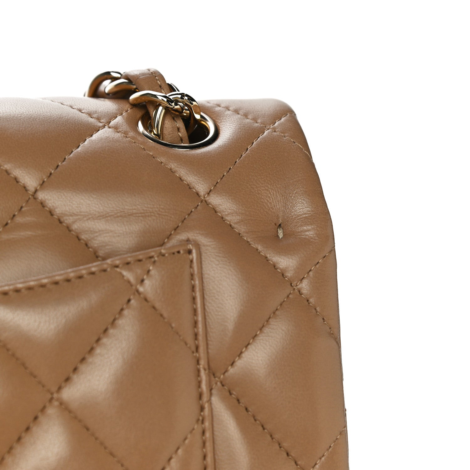 Chanel Lambskin Quilted Jumbo Double Flap Dark Beige 22 of 31
