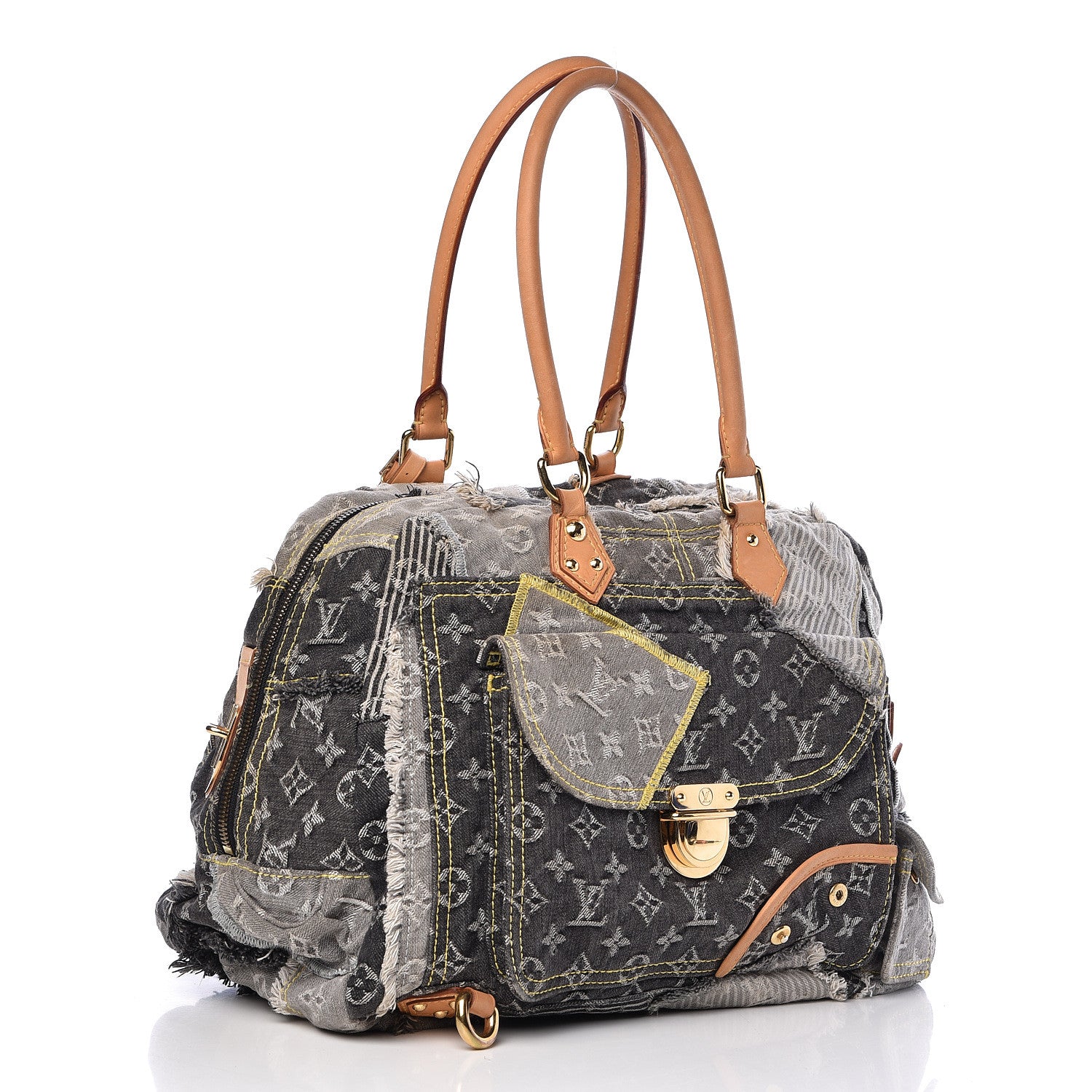 Louis Vuitton Denim Patchwork Bowly Black 3 of 9