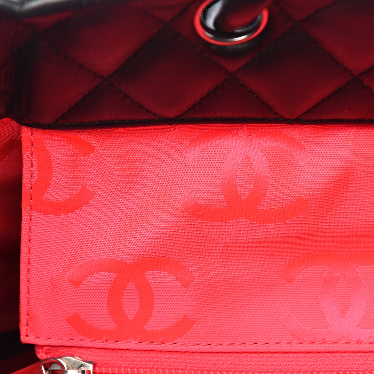 Calfskin Quilted Large Cambon Tote Black