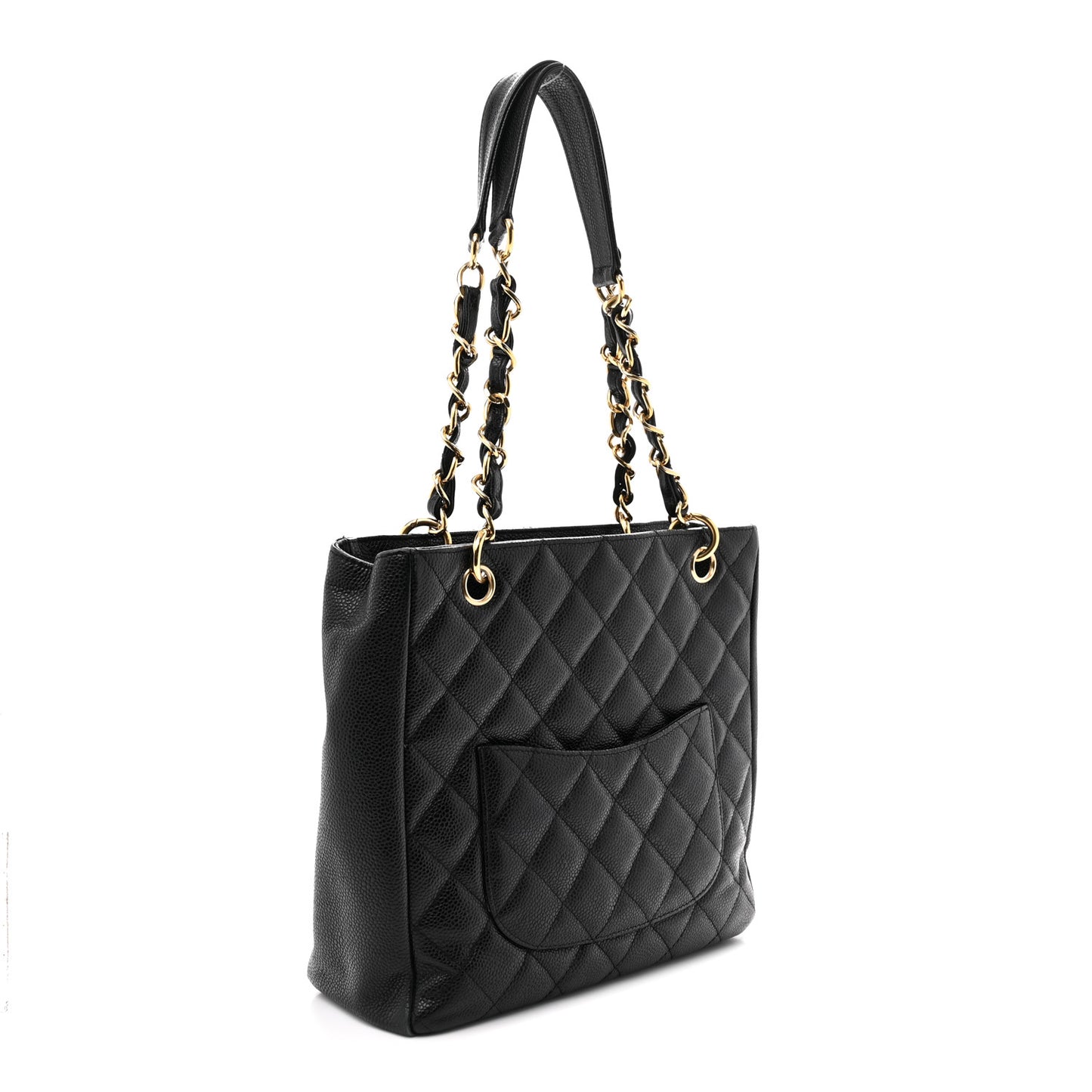 Caviar Quilted Petit Shopping Tote PST Black