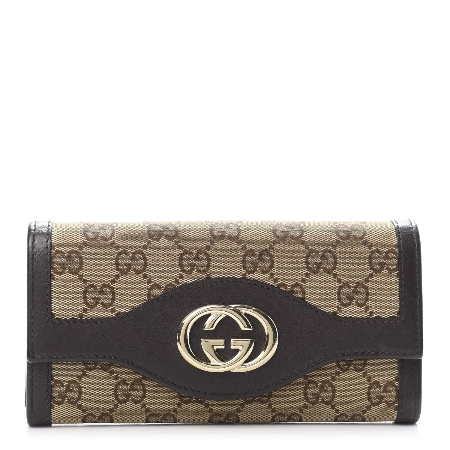 Gucci Monogram Margaux Calfskin Sukey Continental Wallet Beige Ebony Cocoa 1 of 8