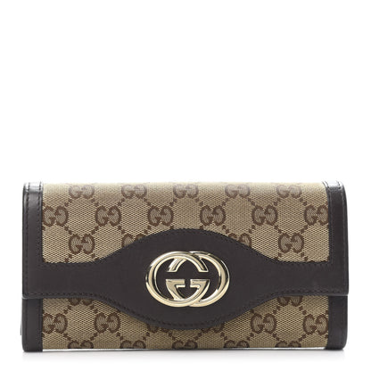 Gucci Monogram Margaux Calfskin Sukey Continental Wallet Beige Ebony Cocoa 1 of 8