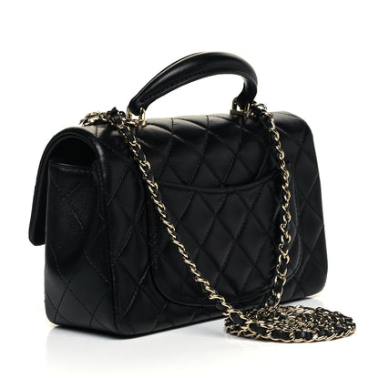 Chanel Lambskin Quilted Mini Lion Charm Top Handle Rectangular Flap Black 3 of 10