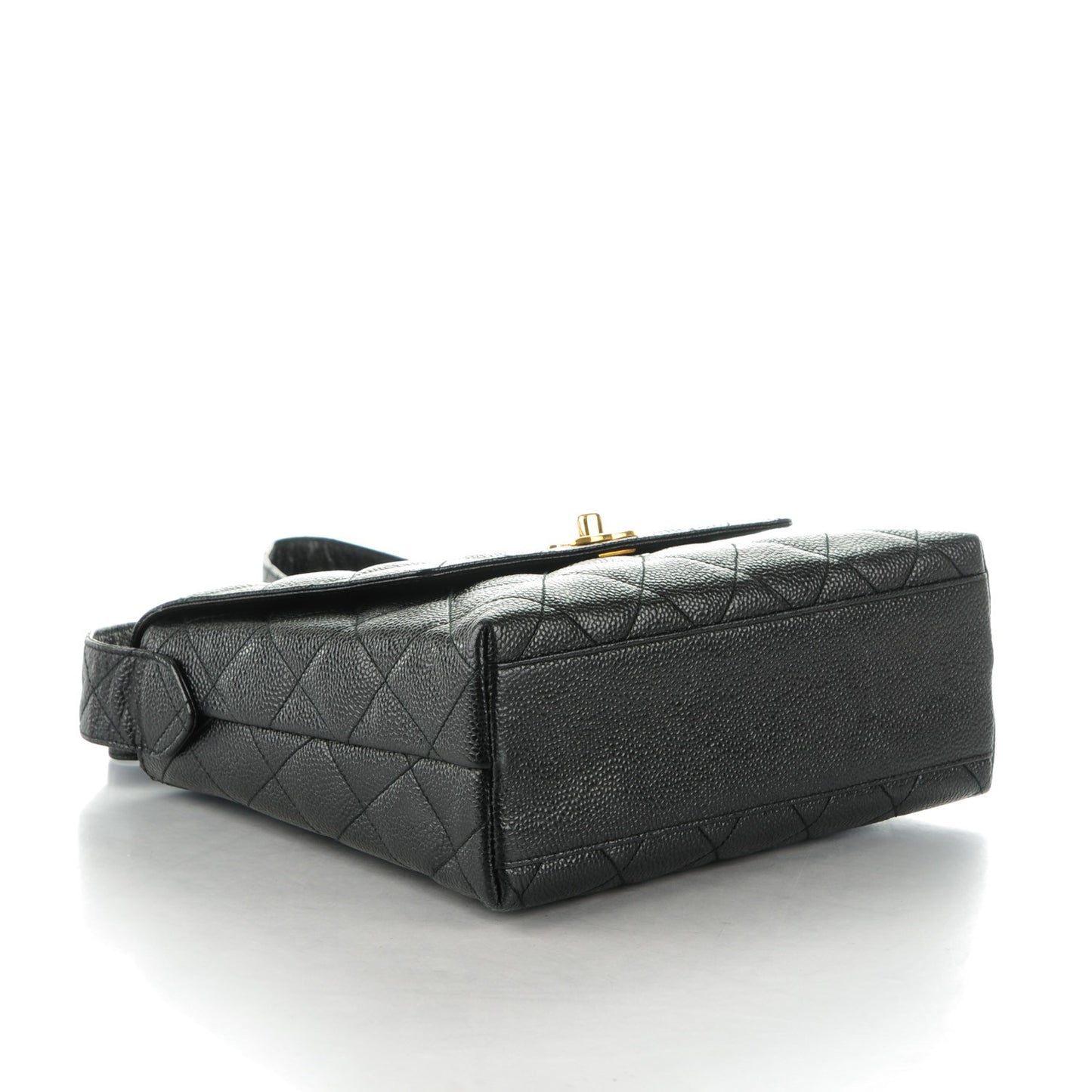 Caviar Quilted Medium Flap Shoulder Bag Black