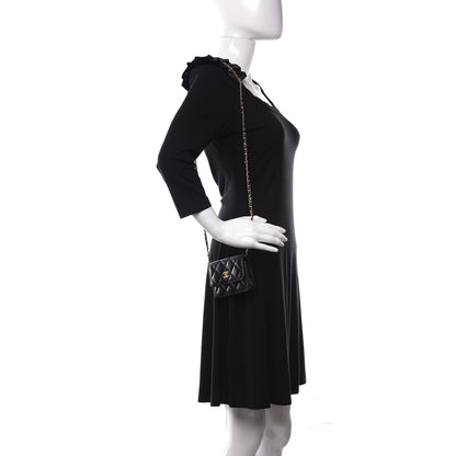 Chanel Lambskin Quilted Romance Clutch With Chain Black 2 of 12