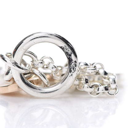 Hermes Sterling Silver 18K Rose Gold PM Ex-Libris Pendant Necklace 5 of 6