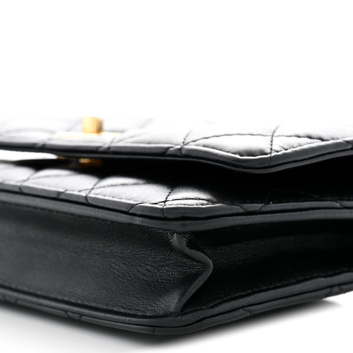 Lambskin Quilted Sweet Camellia Wallet on Chain WOC Black