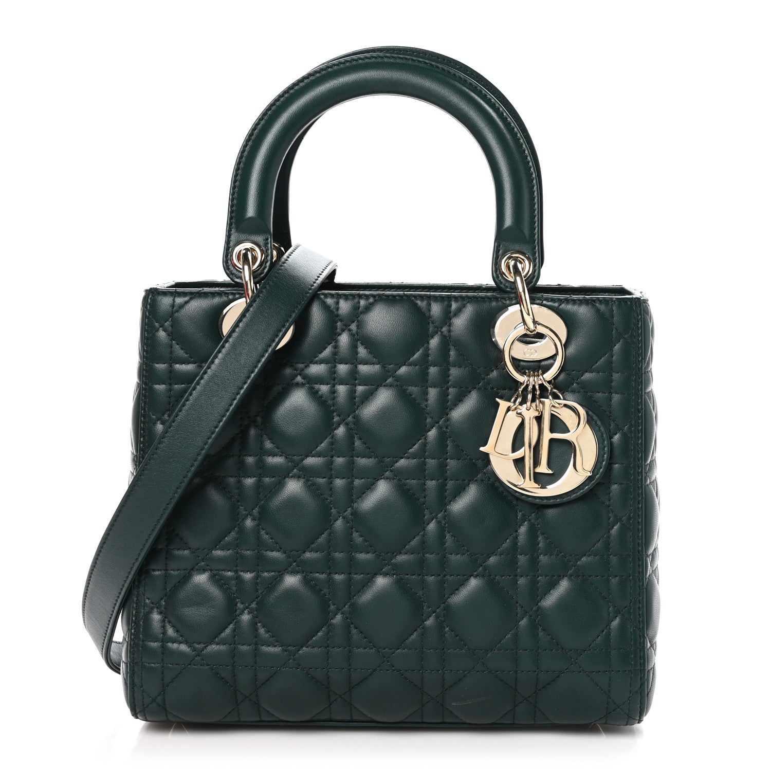 Christian Dior Lambskin Cannage Medium Lady Dior Pine Green 1 of 10